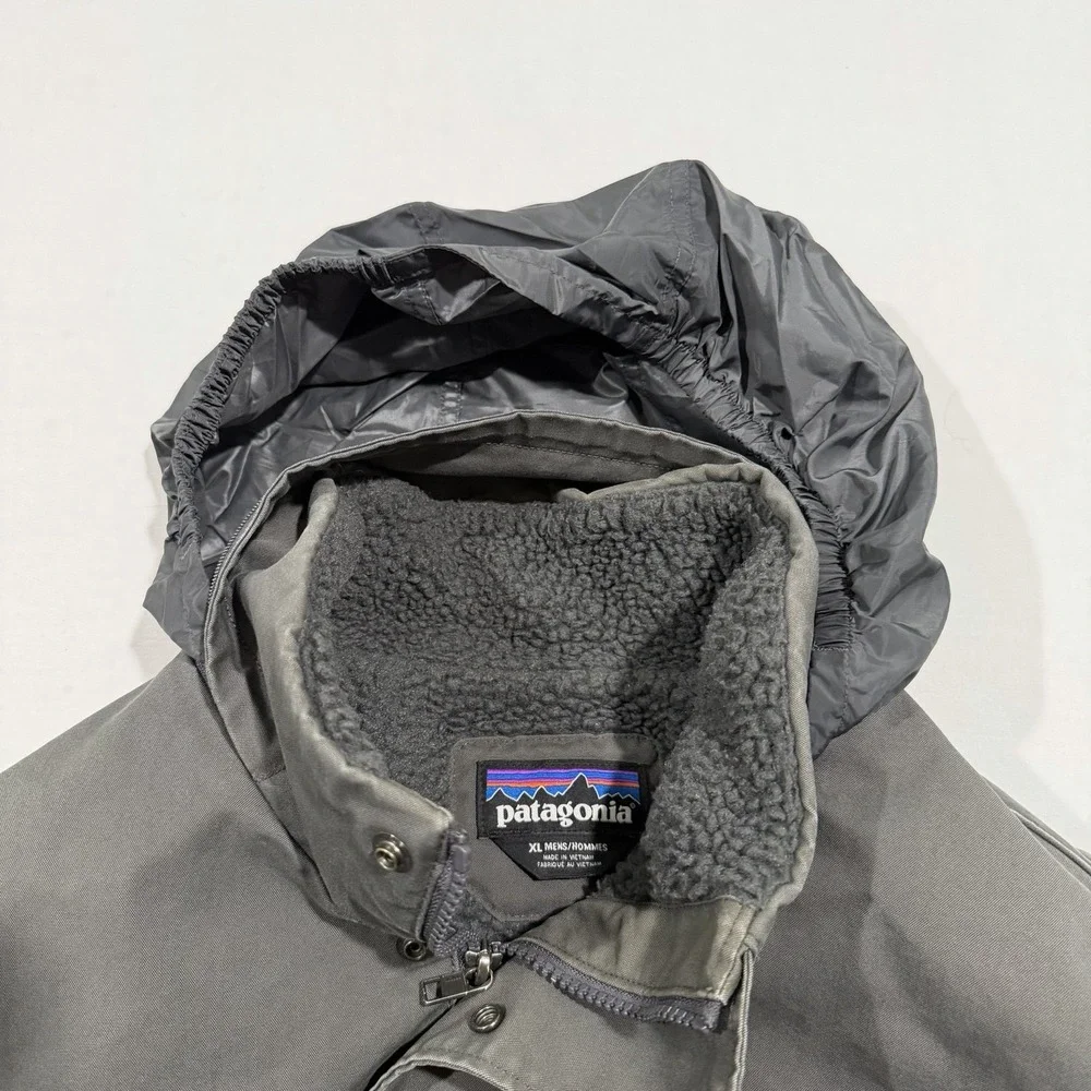 Patagonia Mens XL Maple Grove Canvas Jacket Fleece Lined Forge Grey Hood 26995